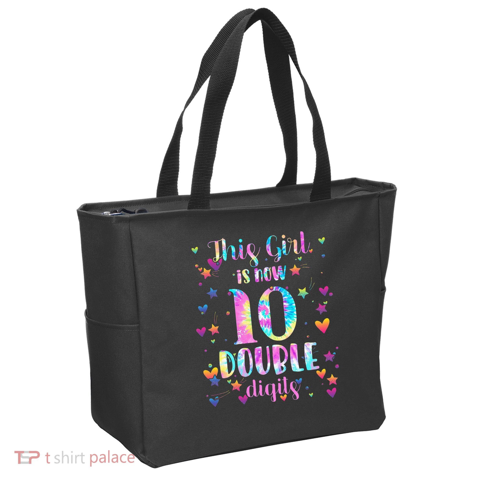 10th Birthday Gift This Girl Is Now 10 Double Digits Tie Dye Tote Bag