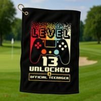 13th Birthday Gift Level 13 Unlocked Officialnager Golf Towel thumb 1