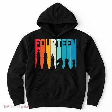 14th Birthday Gift Chess Player Retro Board Game Fan Hoodie