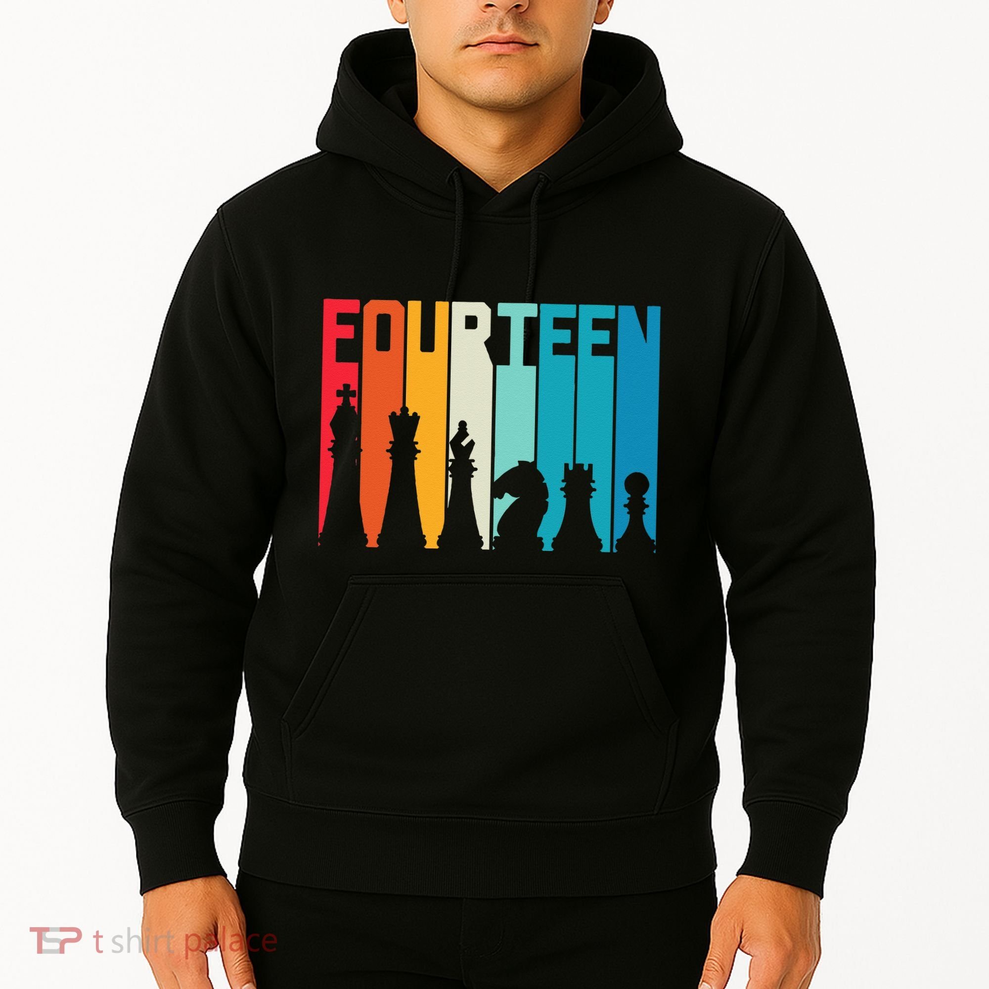 14th Birthday Gift Chess Player Retro Board Game Fan Hoodie