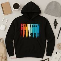 14th Birthday Gift Chess Player Retro Board Game Fan Hoodie thumb 3
