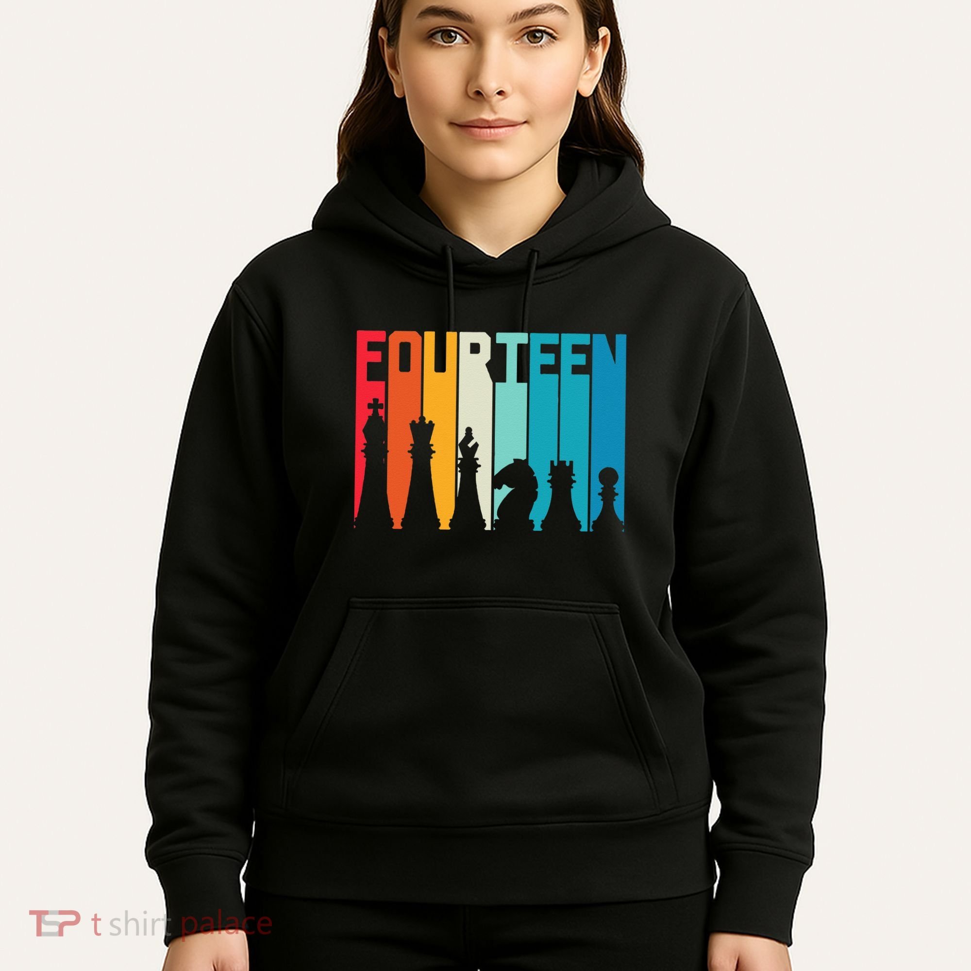 14th Birthday Gift Chess Player Retro Board Game Fan Hoodie