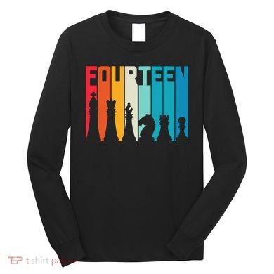 14th Birthday Gift Chess Player Retro Board Game Fan Long Sleeve Shirt