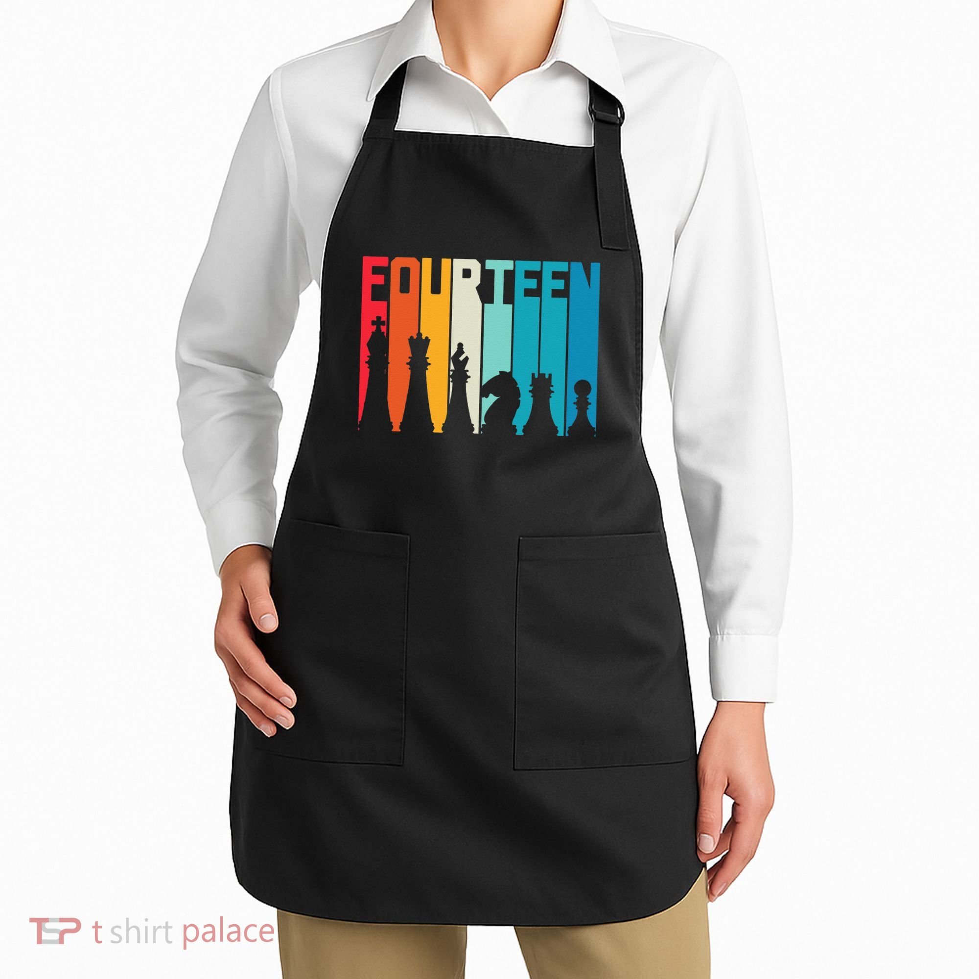 14th Birthday Gift Chess Player Retro Board Game Fan Apron