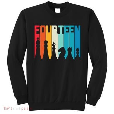 14th Birthday Gift Chess Player Retro Board Game Fan Sweatshirt