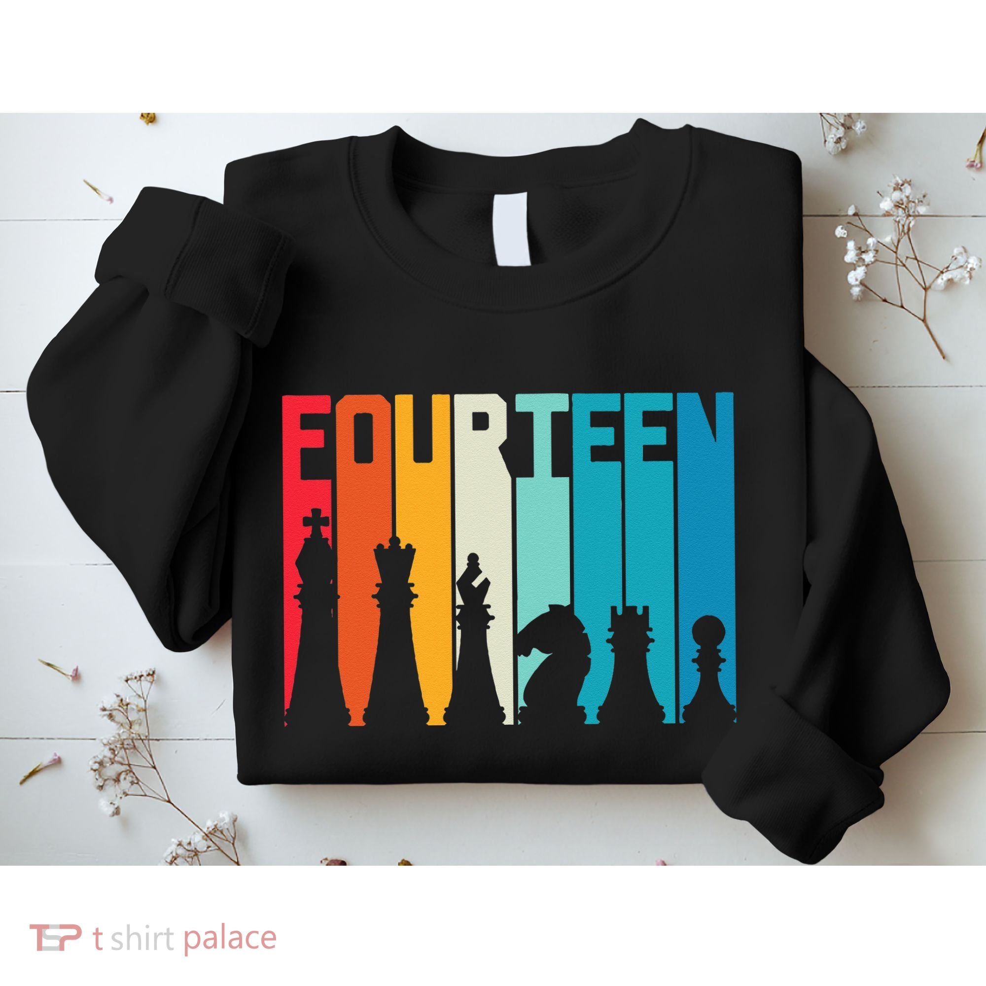14th Birthday Gift Chess Player Retro Board Game Fan Sweatshirt