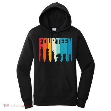 14th Birthday Gift Chess Player Retro Board Game Fan Women's Hoodie