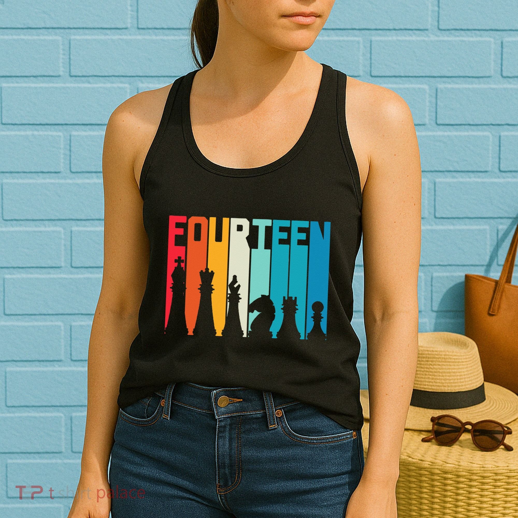 14th Birthday Gift Chess Player Retro Board Game Fan Women's Tank Top