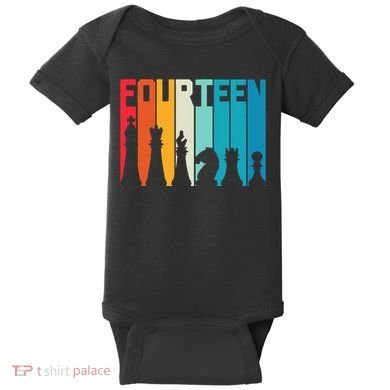 14th Birthday Gift Chess Player Retro Board Game Fan Baby Bodysuit