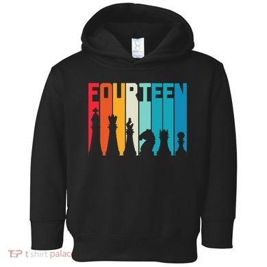 14th Birthday Gift Chess Player Retro Board Game Fan Toddler Hoodie