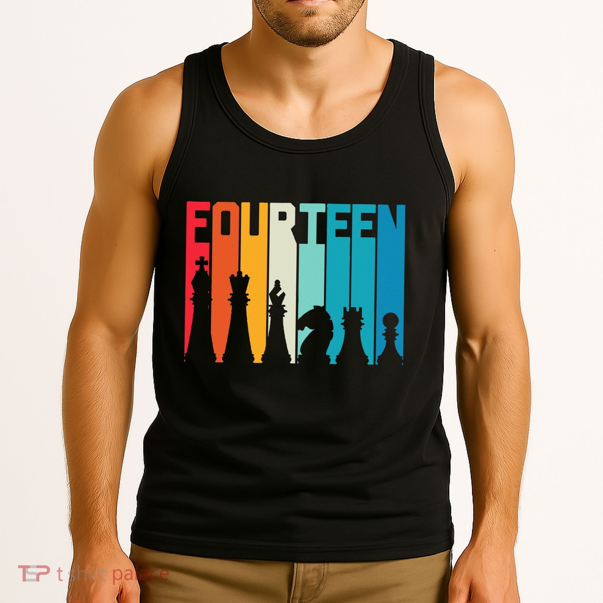 14th Birthday Gift Chess Player Retro Board Game Fan Tank Top
