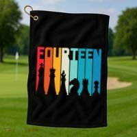 14th Birthday Gift Chess Player Retro Board Game Fan Golf Towel thumb 1