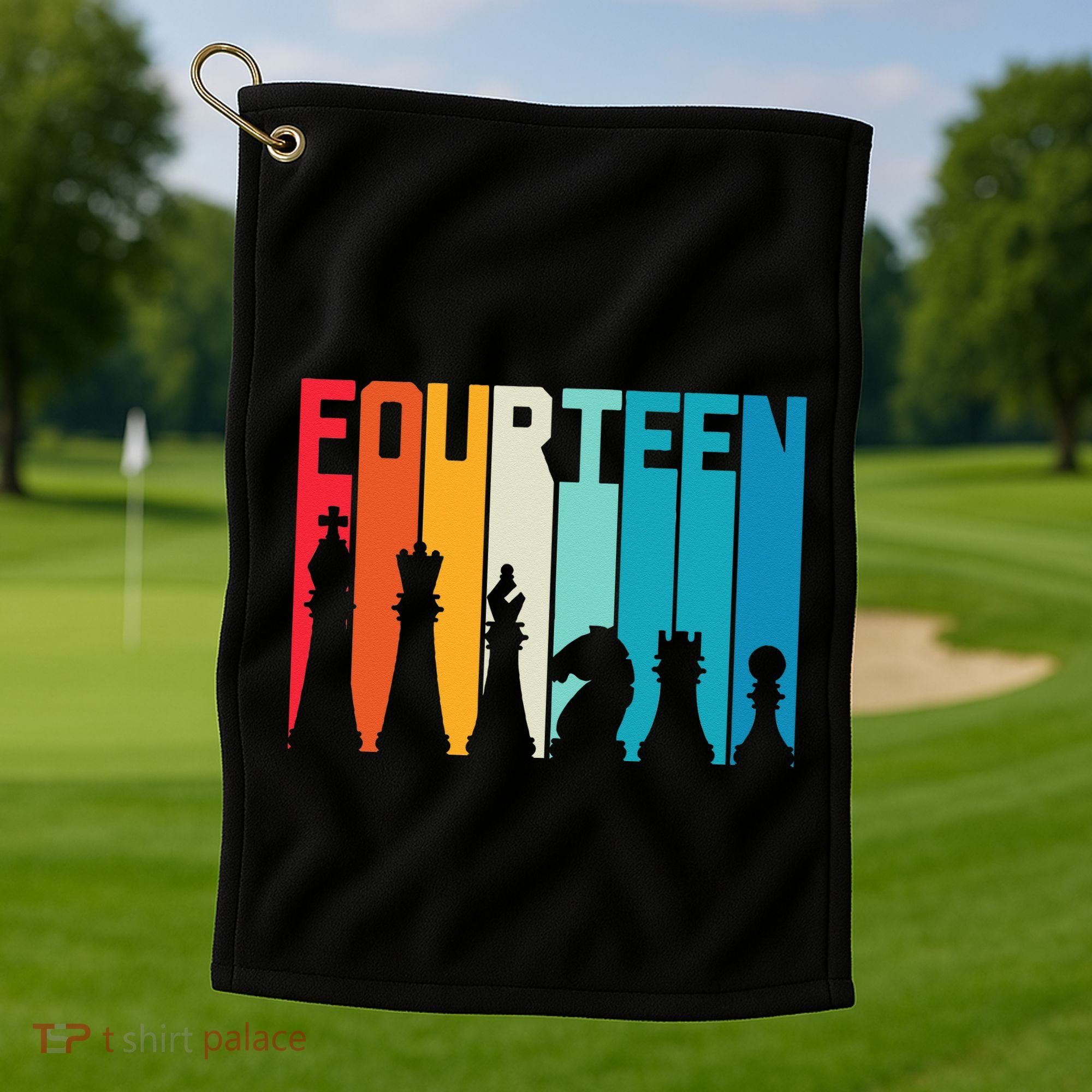 14th Birthday Gift Chess Player Retro Board Game Fan Golf Towel