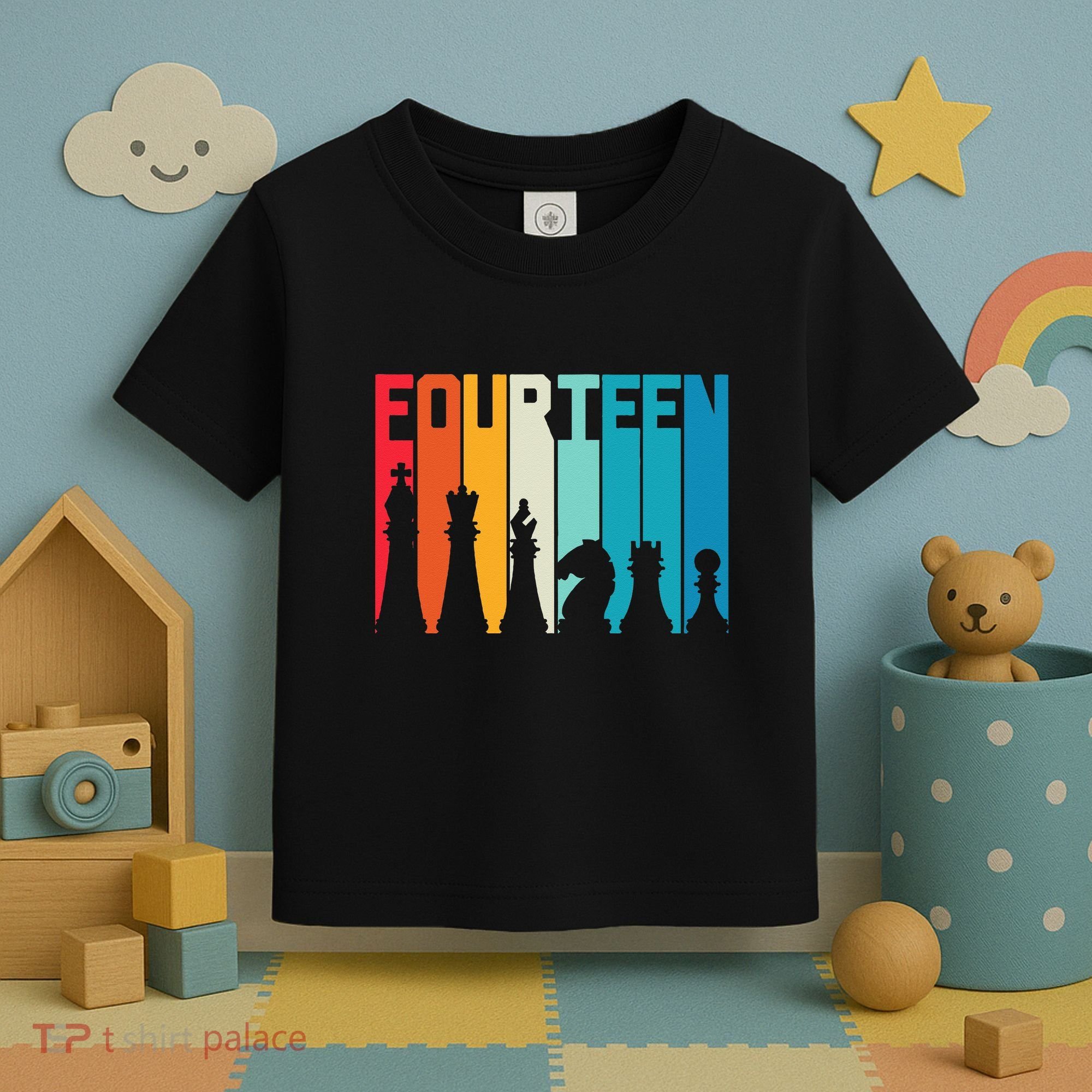 14th Birthday Gift Chess Player Retro Board Game Fan Toddler T-Shirt