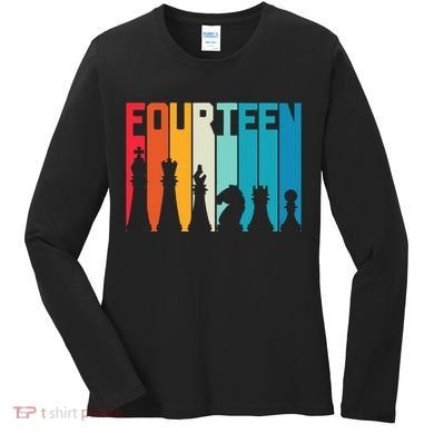 14th Birthday Gift Chess Player Retro Board Game Fan Women's Long Sleeve Shirt