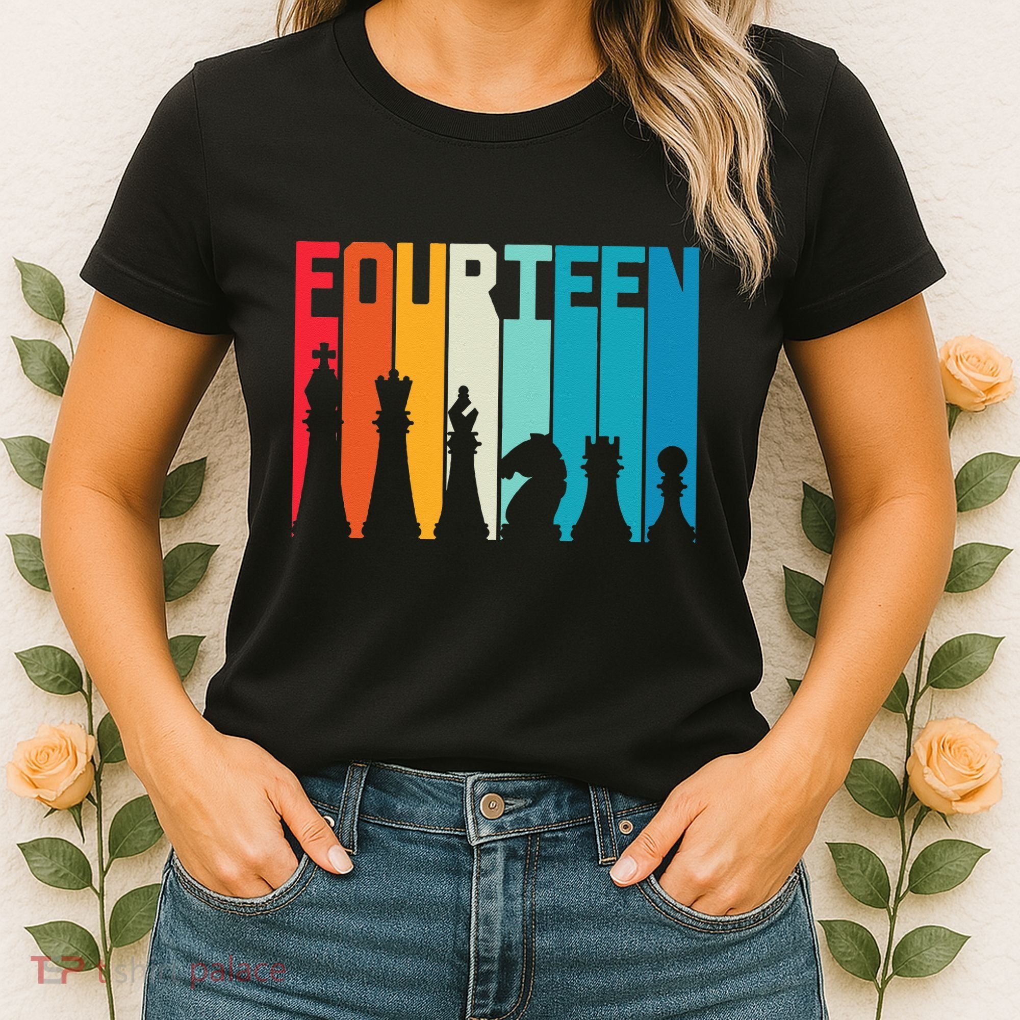 14th Birthday Gift Chess Player Retro Board Game Fan Women's T-Shirt