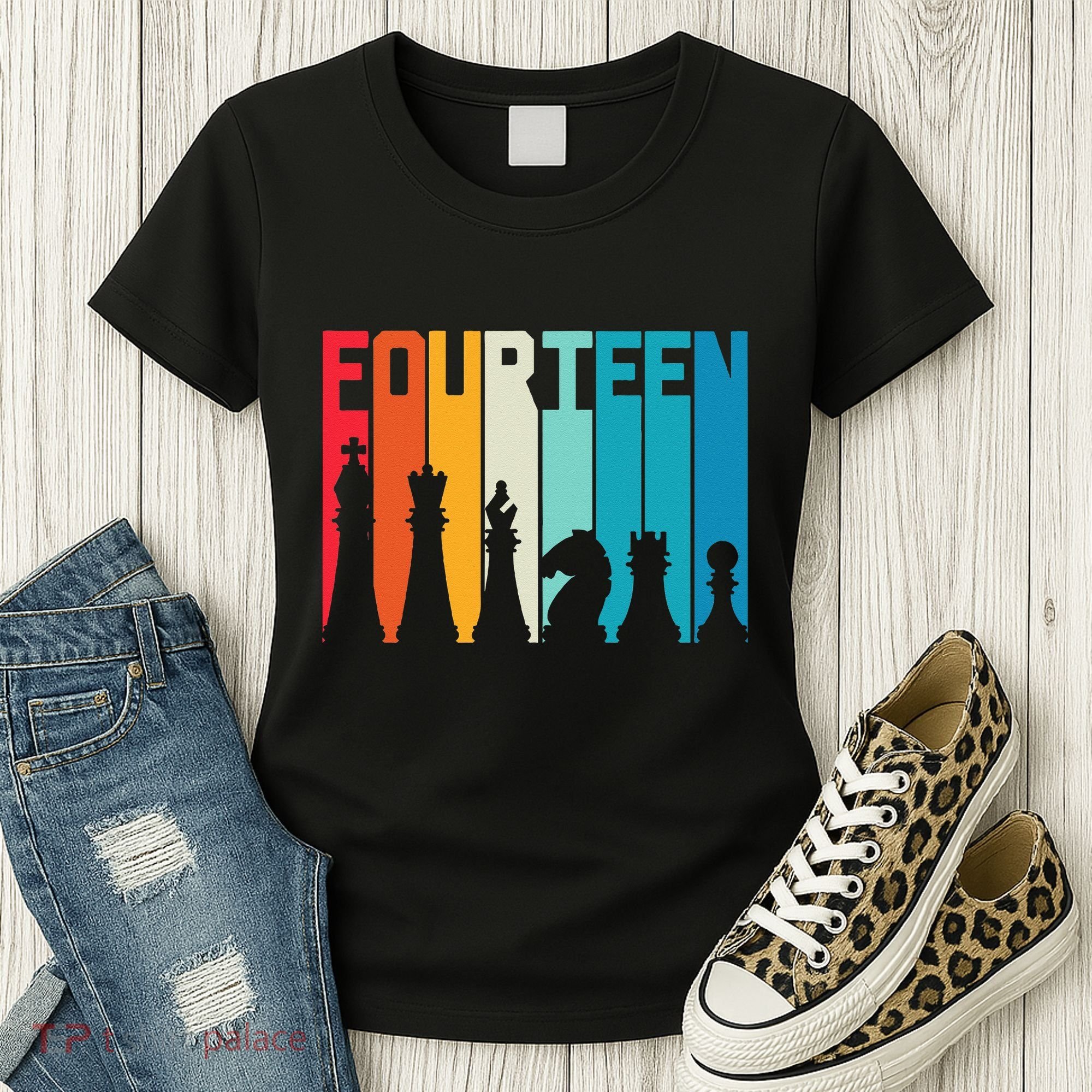 14th Birthday Gift Chess Player Retro Board Game Fan Women's T-Shirt