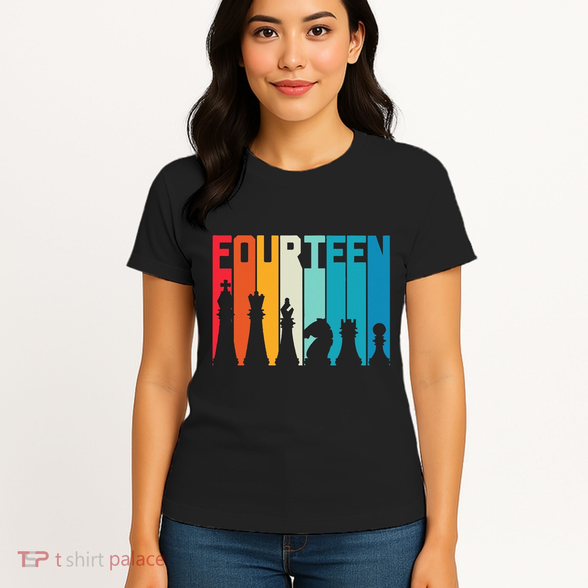 14th Birthday Gift Chess Player Retro Board Game Fan Women's T-Shirt