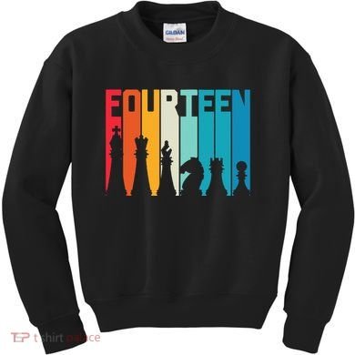 14th Birthday Gift Chess Player Retro Board Game Fan Kids Sweatshirt
