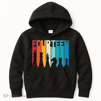14th Birthday Gift Chess Player Retro Board Game Fan Kids Hoodie