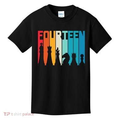 14th Birthday Gift Chess Player Retro Board Game Fan Kids T-Shirt
