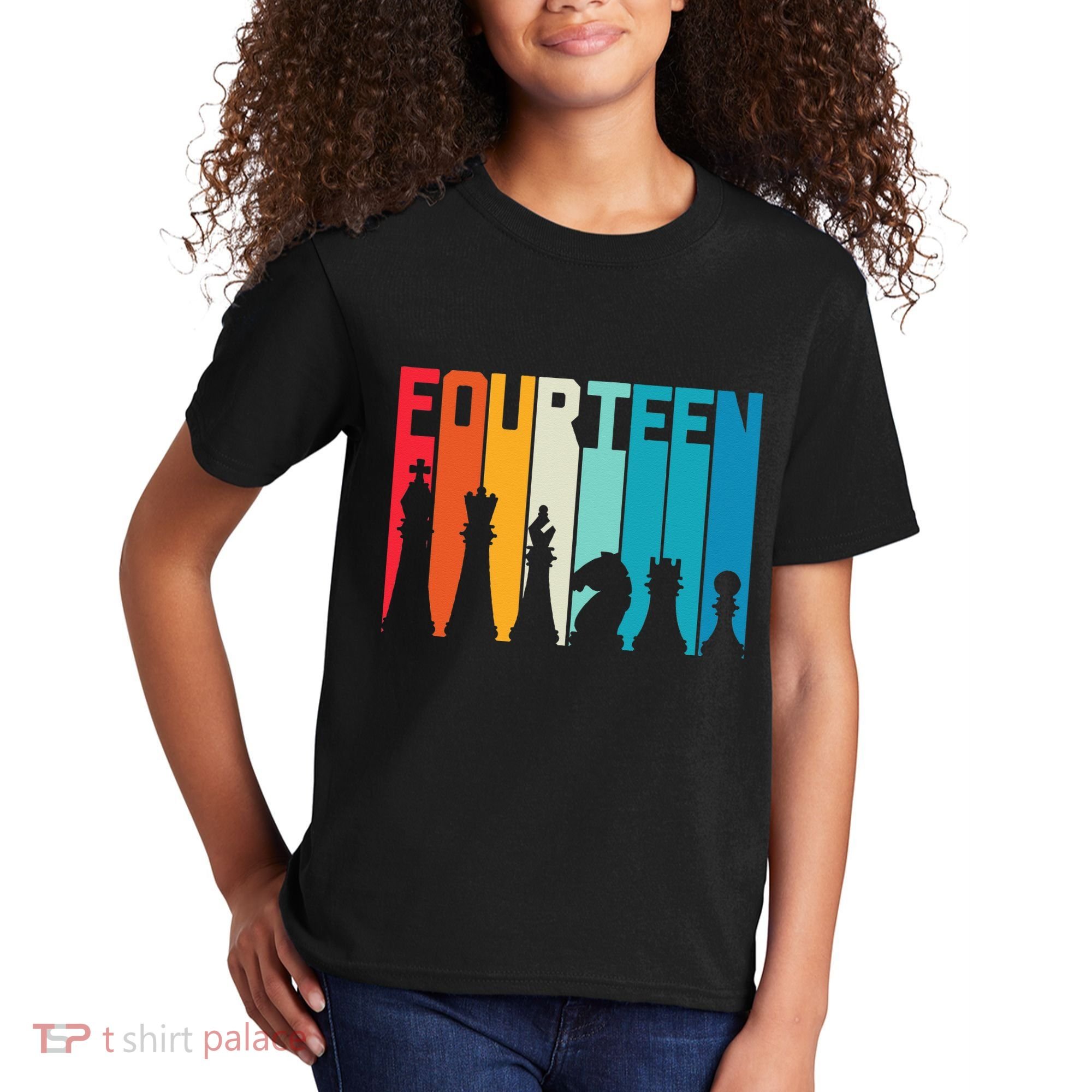 14th Birthday Gift Chess Player Retro Board Game Fan Kids T-Shirt