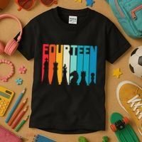 14th Birthday Gift Chess Player Retro Board Game Fan Kids T-Shirt thumb 3