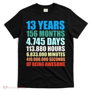 13th Birthday Gift Boy 13 Years Being Awesome T-Shirt