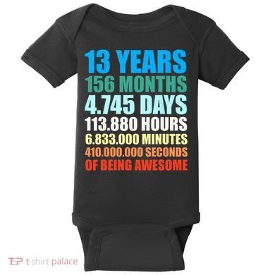 13th Birthday Gift Boy 13 Years Being Awesome Baby Bodysuit