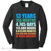13th Birthday Gift Boy 13 Years Being Awesome Kids Long Sleeve Shirt thumb 0