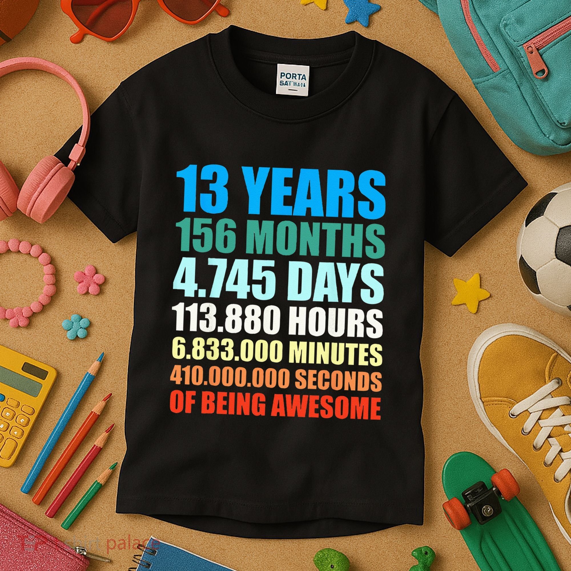 13th Birthday Gift Boy 13 Years Being Awesome Kids T-Shirt