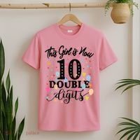 10th Birthday Gifts Shirt This Girl Is Now 10 Double Digits T-Shirt thumb 2