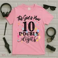 10th Birthday Gifts Shirt This Girl Is Now 10 Double Digits T-Shirt thumb 5