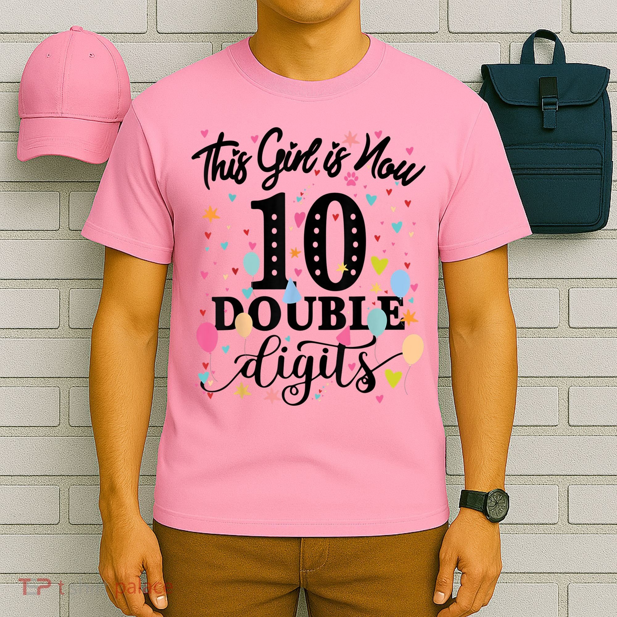 10th Birthday Gifts Shirt This Girl Is Now 10 Double Digits T-Shirt