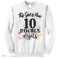 10th Birthday Gifts Shirt This Girl Is Now 10 Double Digits Sweatshirt thumb 0