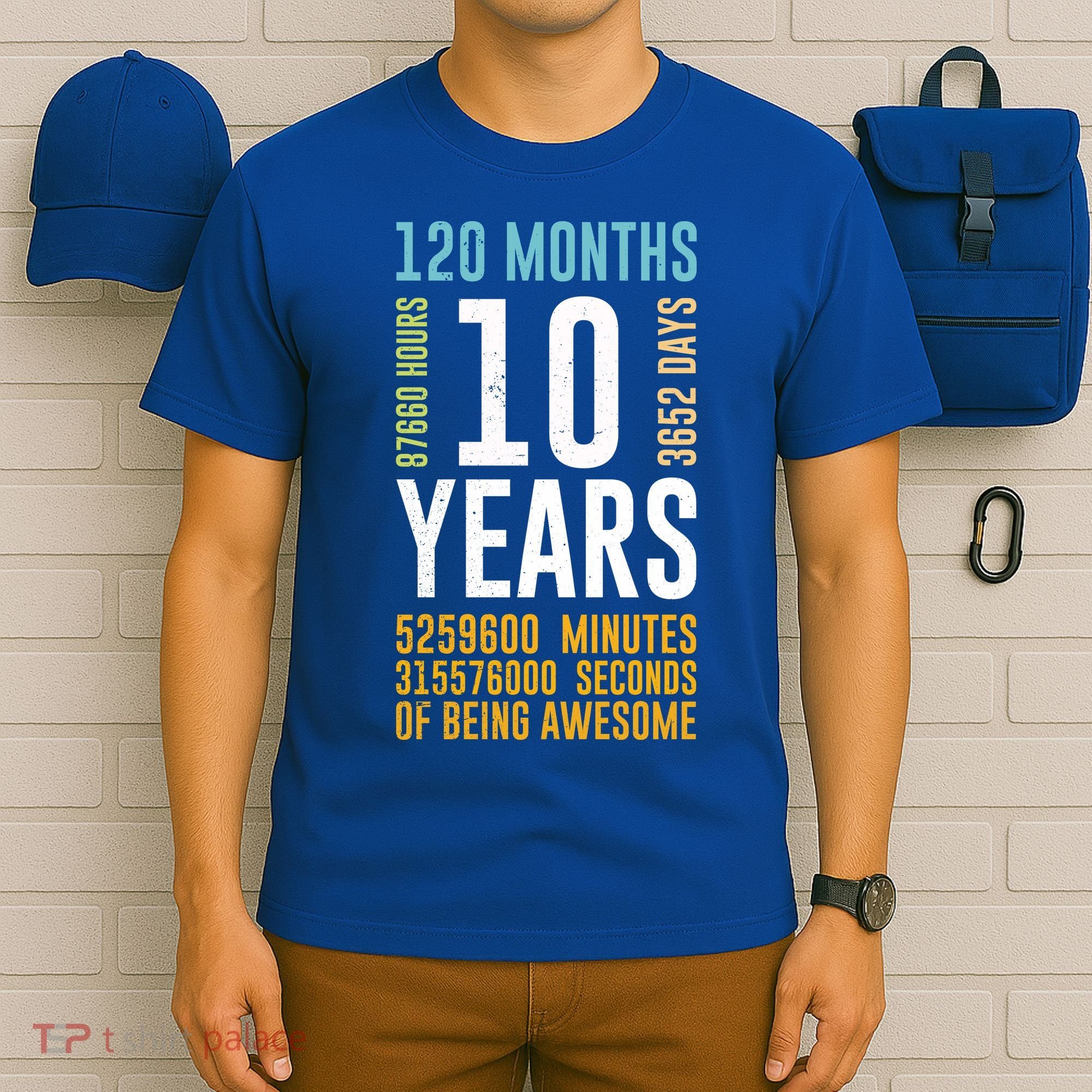 10th Birthday Gift 10 Years Old Vintage Retro 120 Months T-Shirt