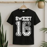16th Birthday Gift Sweet Sixteen 16 Cracked Grunge T-Shirt thumb 2
