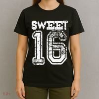 16th Birthday Gift Sweet Sixteen 16 Cracked Grunge T-Shirt thumb 4