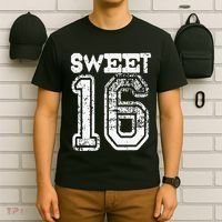 16th Birthday Gift Sweet Sixteen 16 Cracked Grunge T-Shirt thumb 6