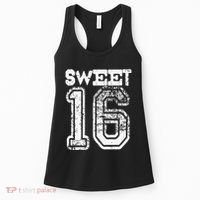 16th Birthday Gift Sweet Sixteen 16 Cracked Grunge Women's Tank Top thumb 0