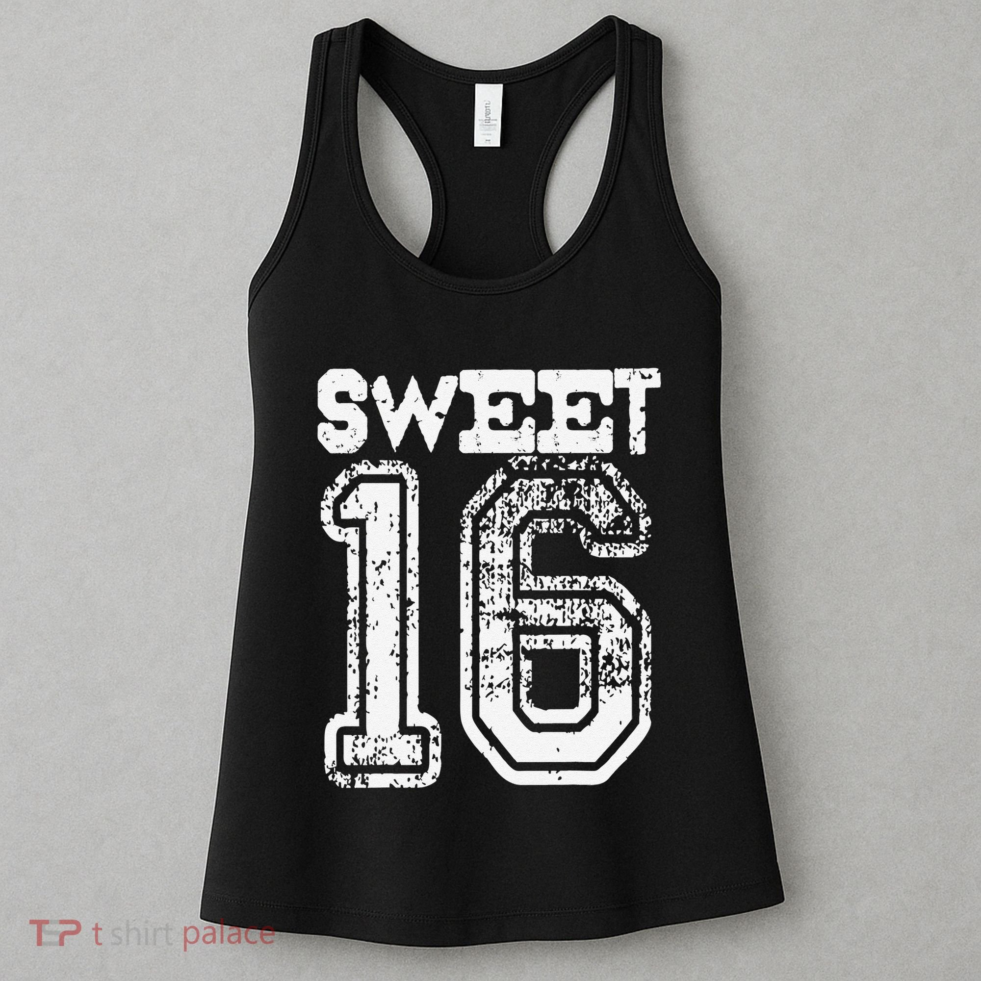 16th Birthday Gift Sweet Sixteen 16 Cracked Grunge Women's Tank Top