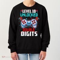 10th Birthday Gift For Boys Double Digits 10 Year Old Gifts Gamer Gift Women's Sweatshirt thumb 0