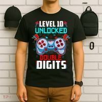 10th Birthday Gift For Boys Double Digits 10 Year Old Gifts Gamer Gift T-Shirt thumb 6