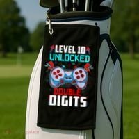 10th Birthday Gift For Boys Double Digits 10 Year Old Gifts Gamer Gift Golf Towel thumb 2