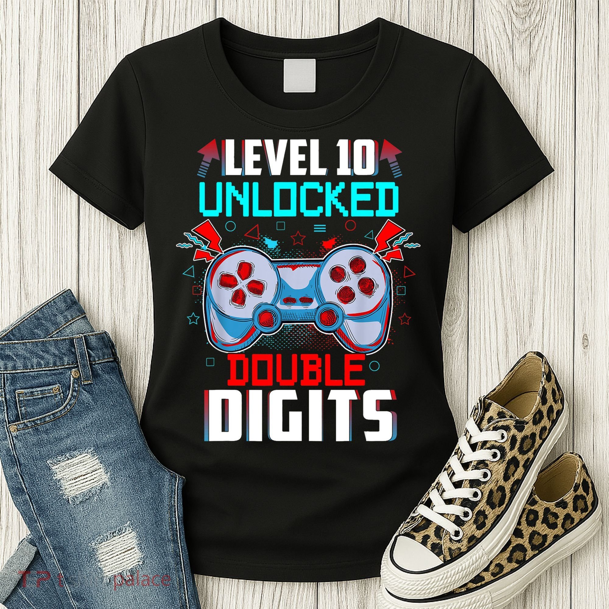 10th Birthday Gift For Boys Double Digits 10 Year Old Gifts Gamer Gift Women's T-Shirt