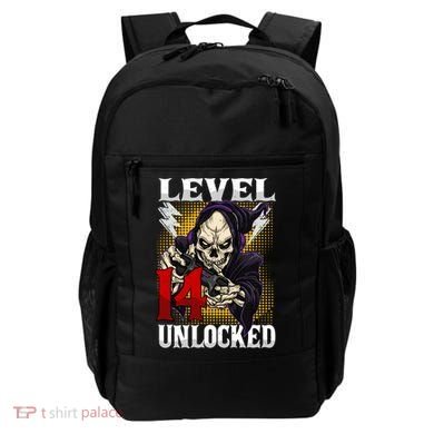 14th Birthday Gamer Skeleton Level 14 Unlocked Gaming Gift Backpack