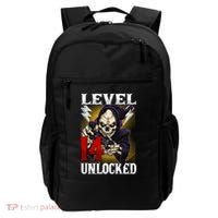 14th Birthday Gamer Skeleton Level 14 Unlocked Gaming Gift Backpack thumb 0