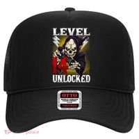 14th Birthday Gamer Skeleton Level 14 Unlocked Gaming Gift Hat thumb 0