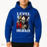 14th Birthday Gamer Skeleton Level 14 Unlocked Gaming Gift Hoodie thumb 2