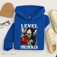 14th Birthday Gamer Skeleton Level 14 Unlocked Gaming Gift Hoodie thumb 4